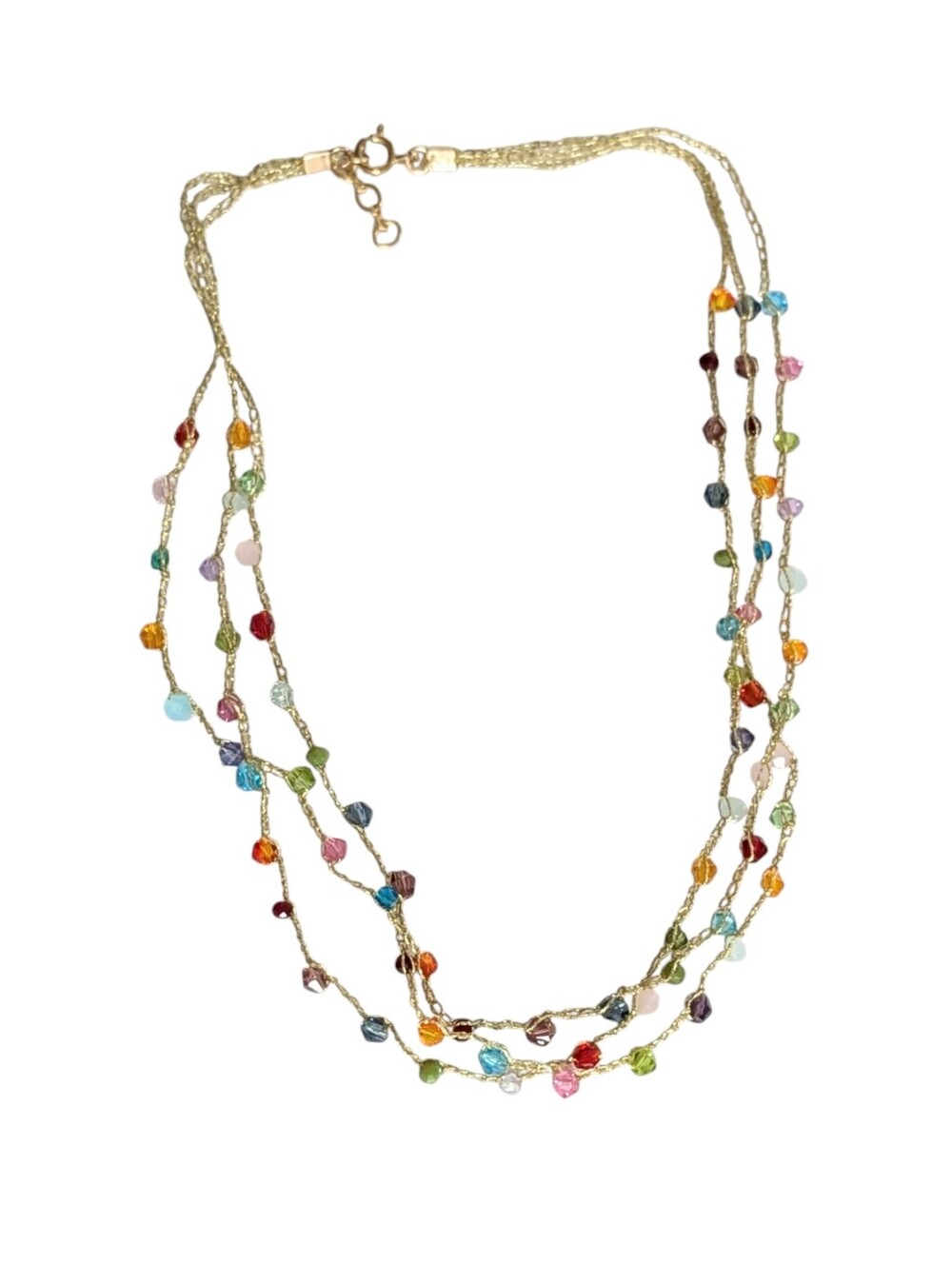 Multi Strand Gold Necklace With Bead Accents - Picture 2 of 5